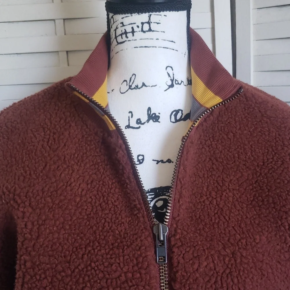 Madewell Brown Faux Sherpa Bomber Jacket Size S New - Picture 2 of 7